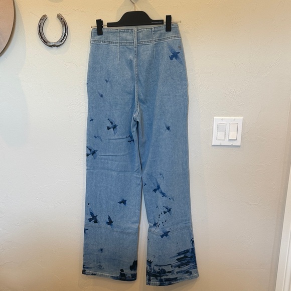 Pilcro Light Blue Flare Jeans with Dark Blue Accents - Picture 5 of 8